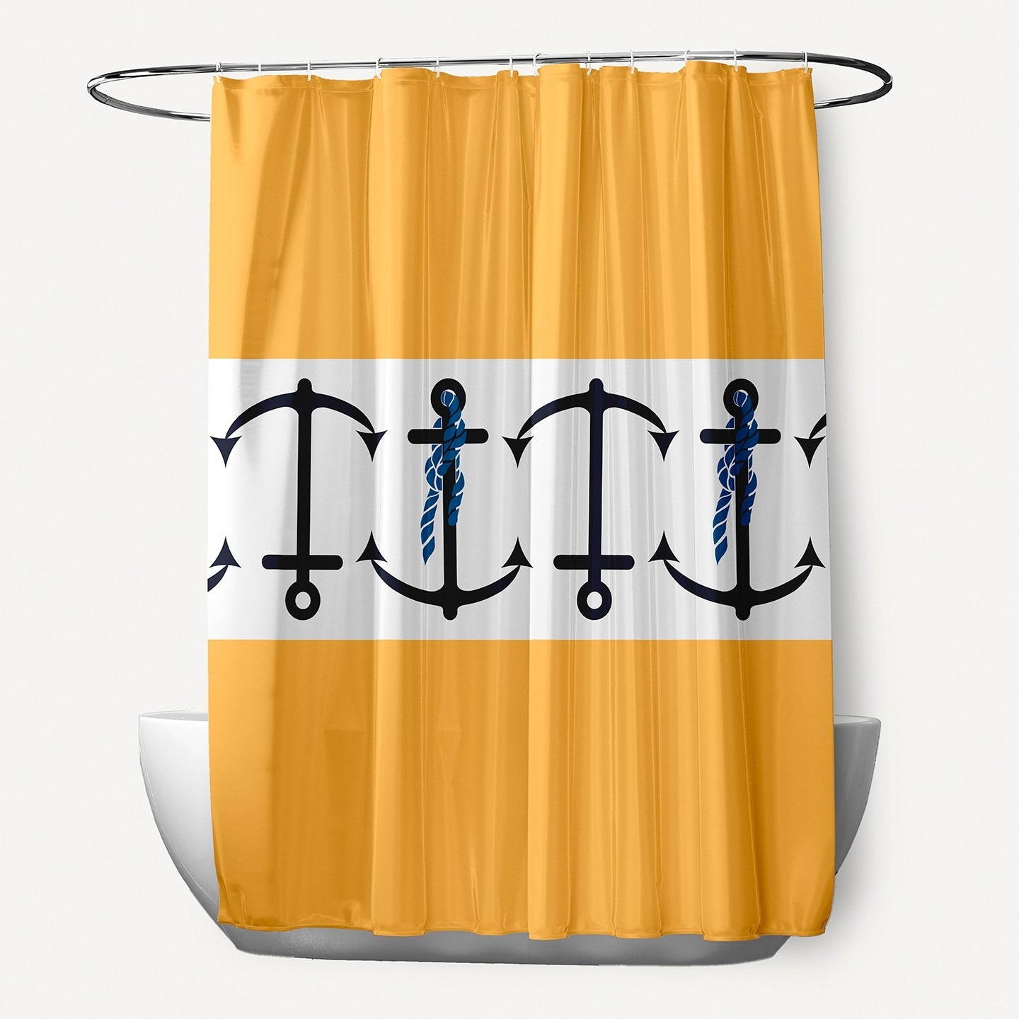 71 X 74 Inch Anchor Stripe Print Shower Curtain