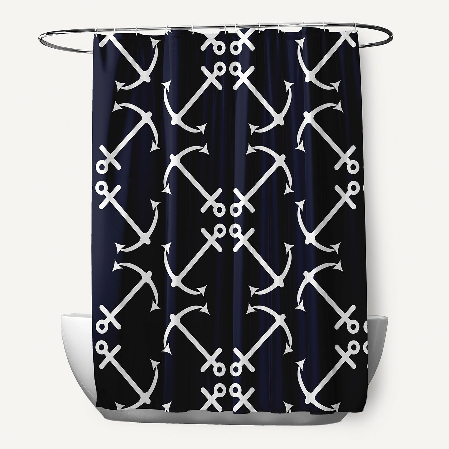 71 X 74 Inch Anchors Up Geometric Print Shower Curtain