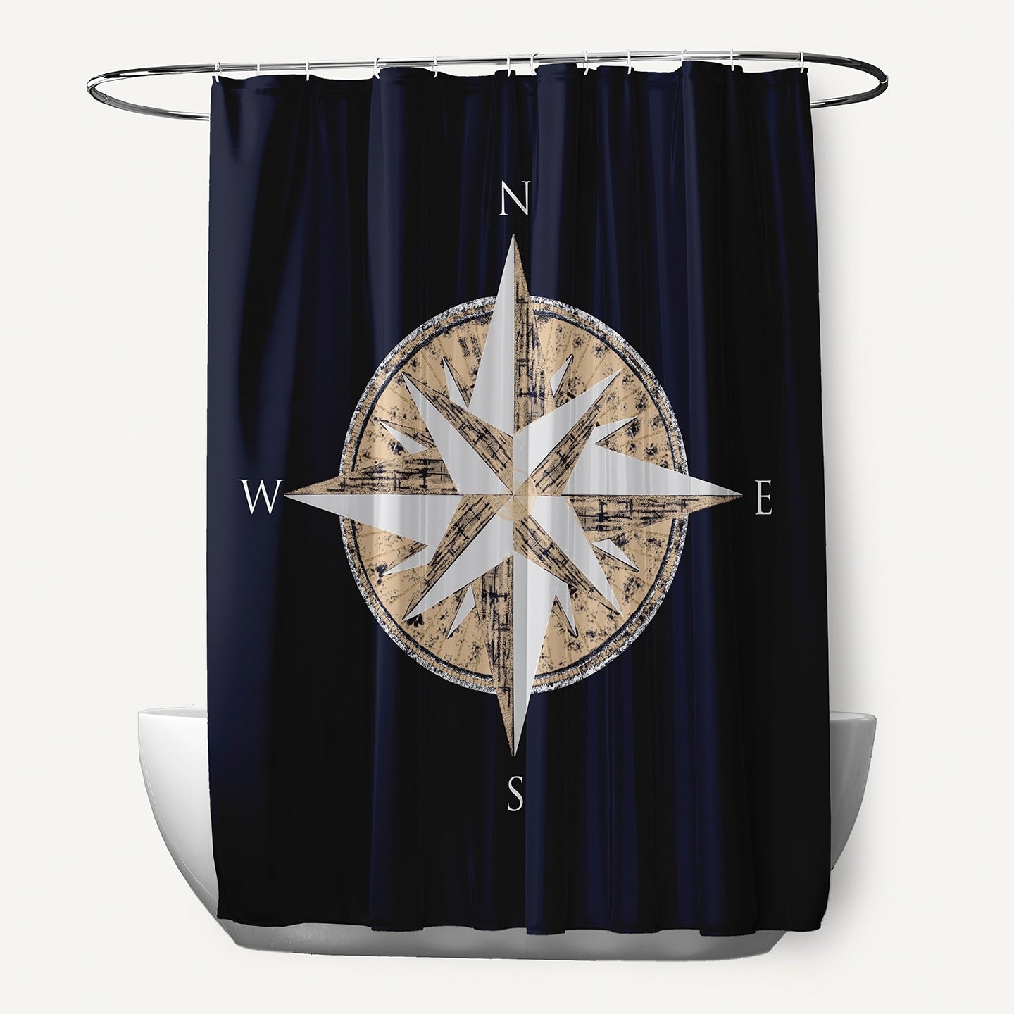 71 X 74 Inch Compass Geometric Print Shower Curtain
