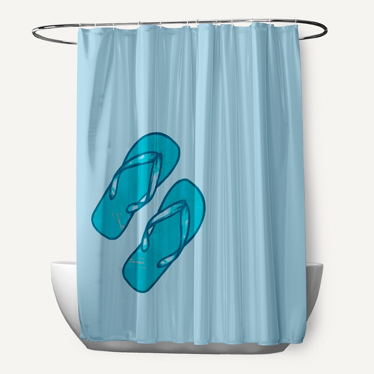 71 X 74 Inch Flip Flops Geometric Print Shower Curtain