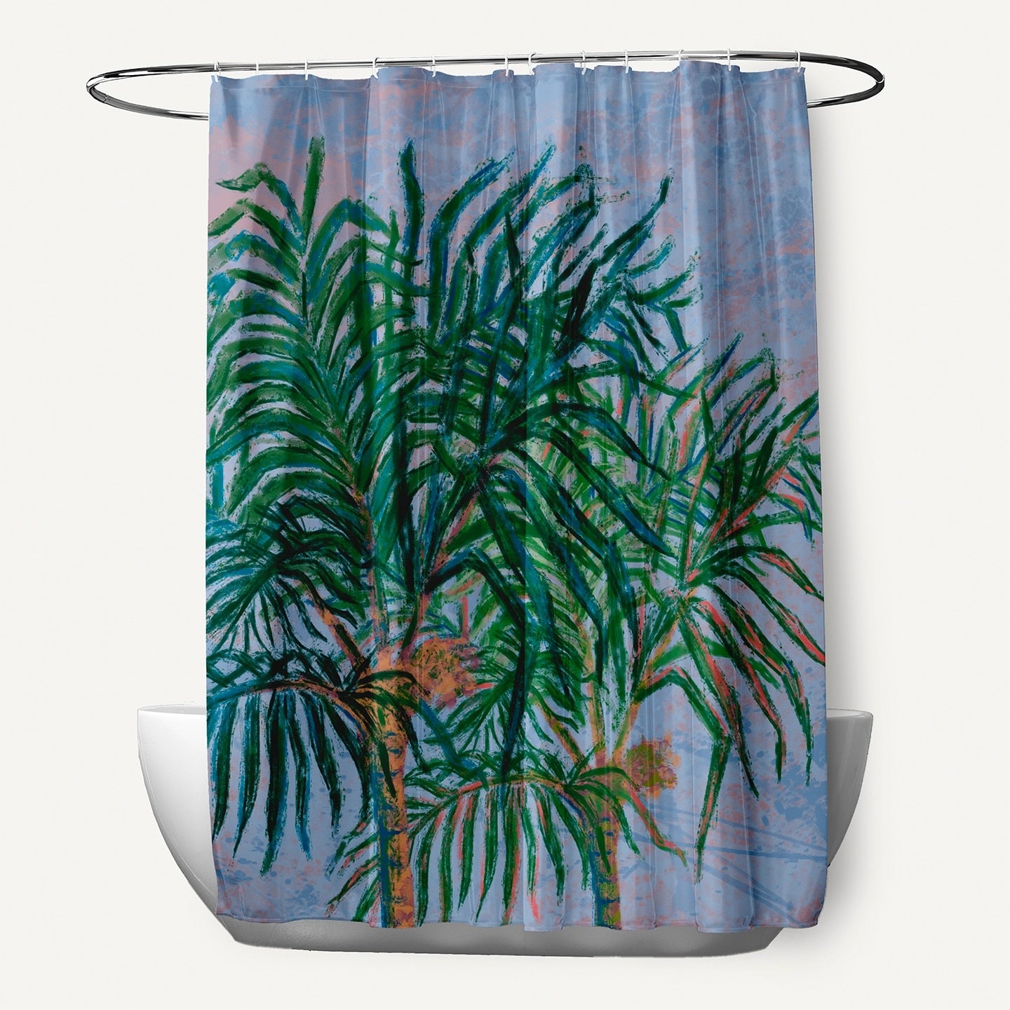 71 X 74 Inch Palms Floral Print Shower Curtain