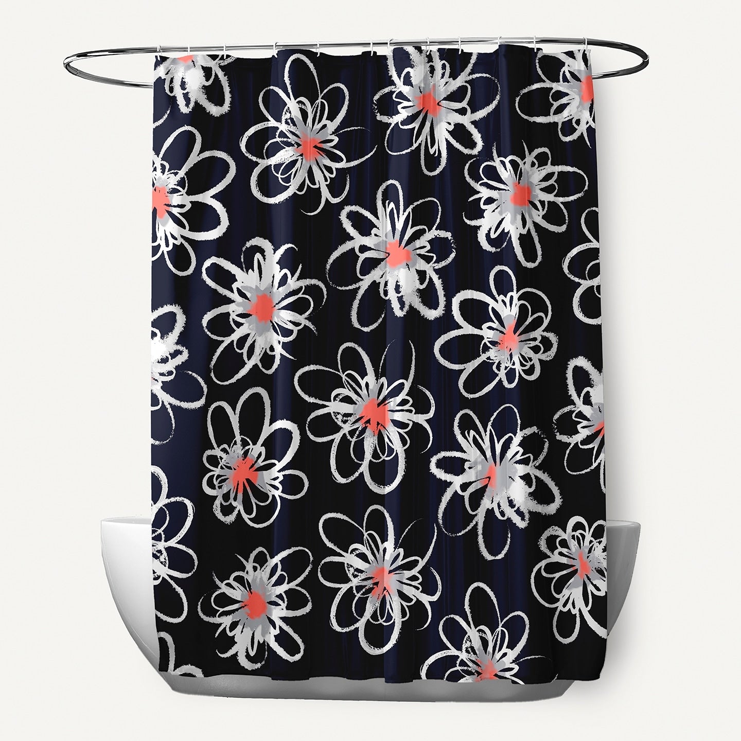 71 X 74 Inch Penelope Floral Geometric Print Shower Curtain