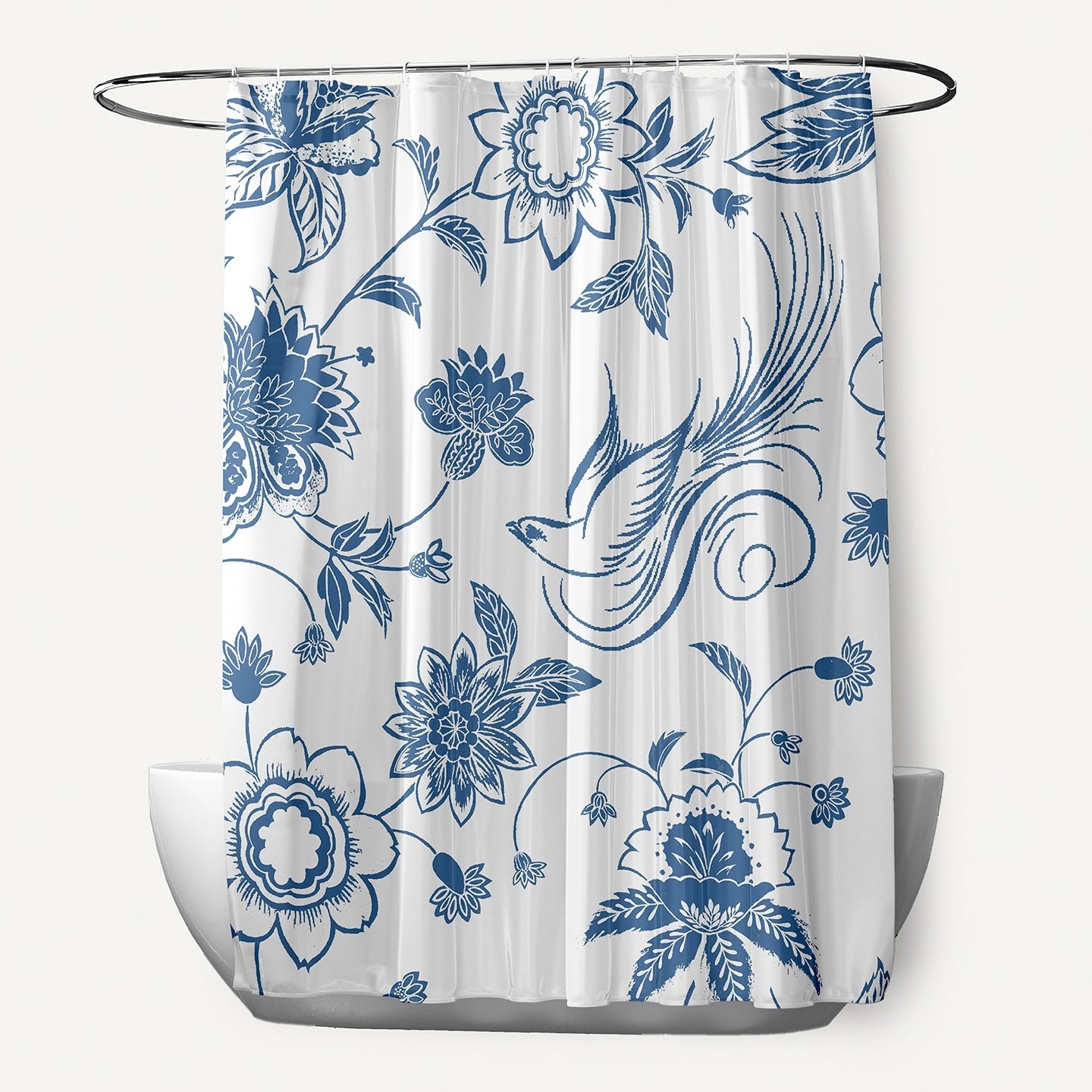 71 X 74 Inch Traditional Bird Floral Print Shower Curtain