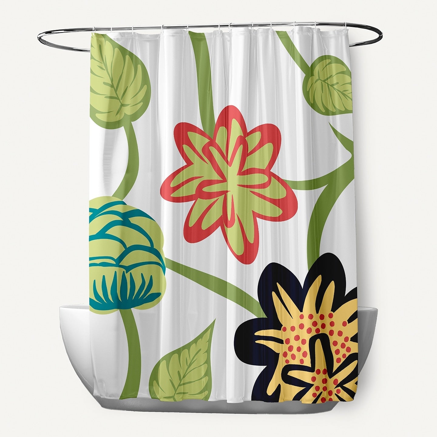 71 X 74 Inch Tropical Floral Print Shower Curtain