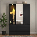 71.7 Inch Wooden Wardrobe Closet With 3 Doors And 2 Drawers Modern Bedroom Storage Cabinet With Hanging Rail