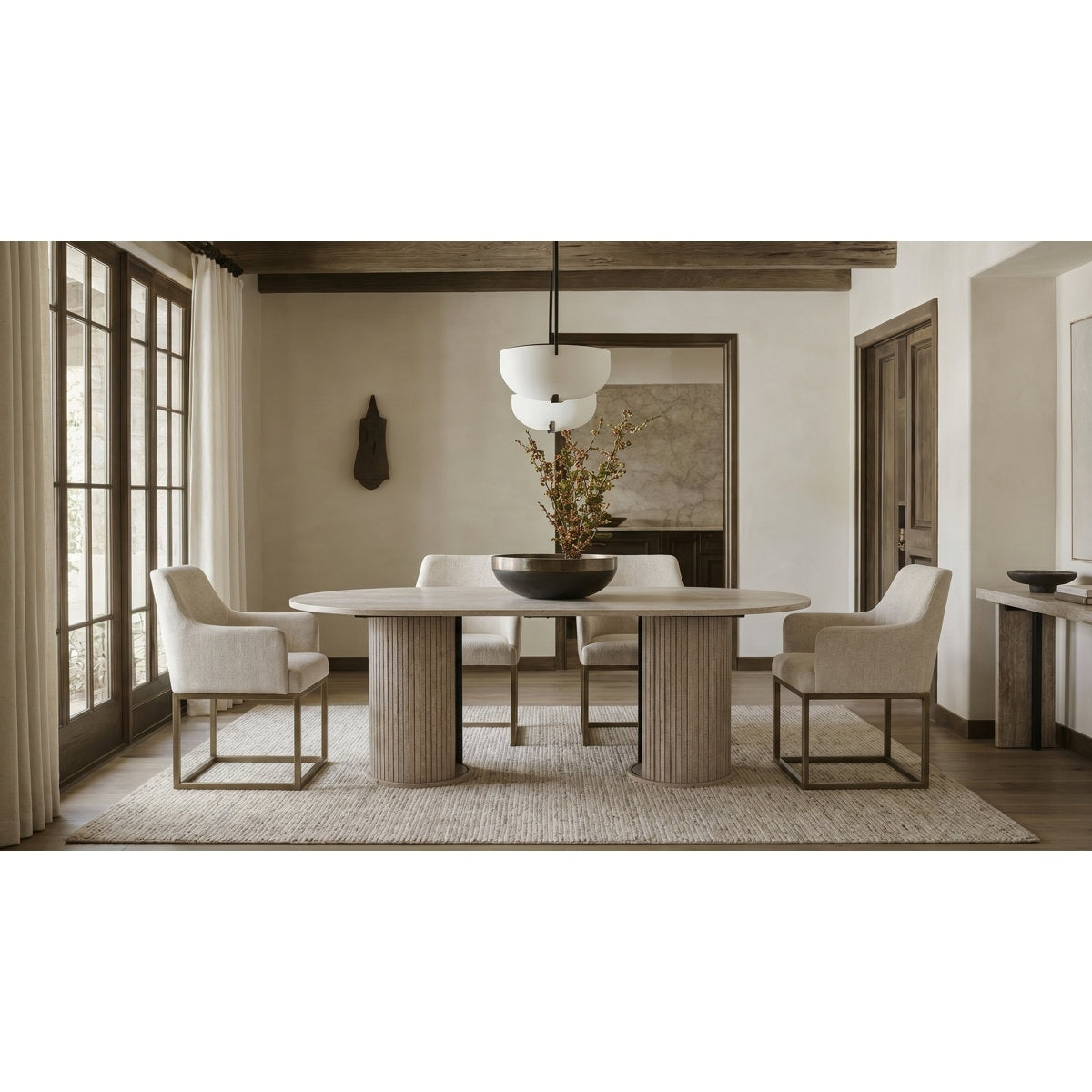 71 Dining Table For 8 With Sliding Door Storage Cabinet