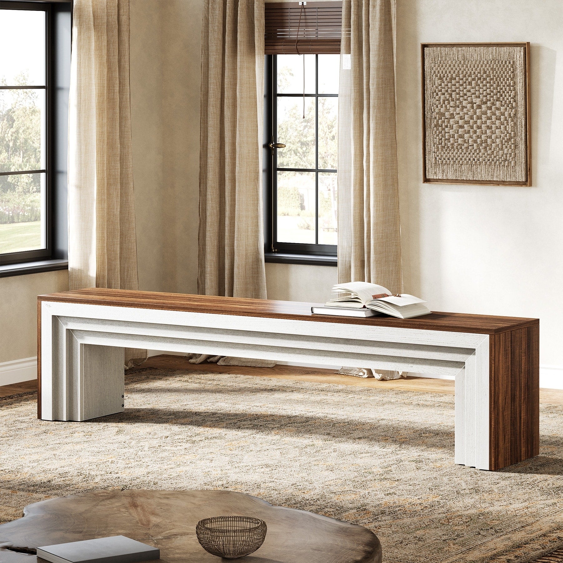 71 Extra Long Entryway Bench Modern Farmhouse Shoe Bench