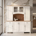 71 Large Kitchen Pantry Cabinet With Hutch Modern Farmhouse Buffet Sideboard With 16 Storage Compartments Coffee Bar Station