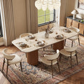 71 78 Mid Century Modern Dining Table Matte Sintered Stone Top Seats 8 12 Solid Wood Base