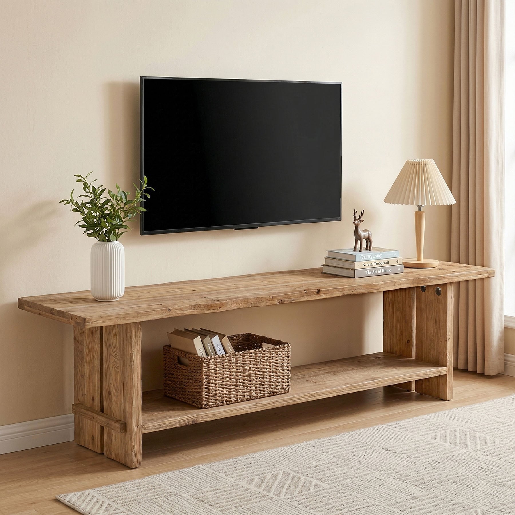 71 Solid Wood Tv Stand For 55 65 75 85 Inch Tv Farmhouse Entertainment Center With Storage Tv Consoles For Living Room
