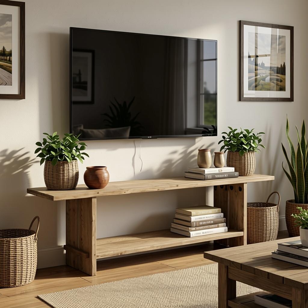 71 Solid Wood Tv Stand Farmhouse Entertainment Center With Storage Shelf