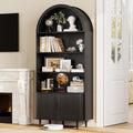 71 Tall Arched Bookshelf 5 Tiers Arch Bookcase Modern Farmhouse Display Cabinet With Adjustable Shelves And Sliding Doors