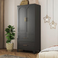 71 Tall Metal Wardrobe Cabinet With 2 Drawers Hanging Rod And 2 Doors Wardrobe Closet With Shelf