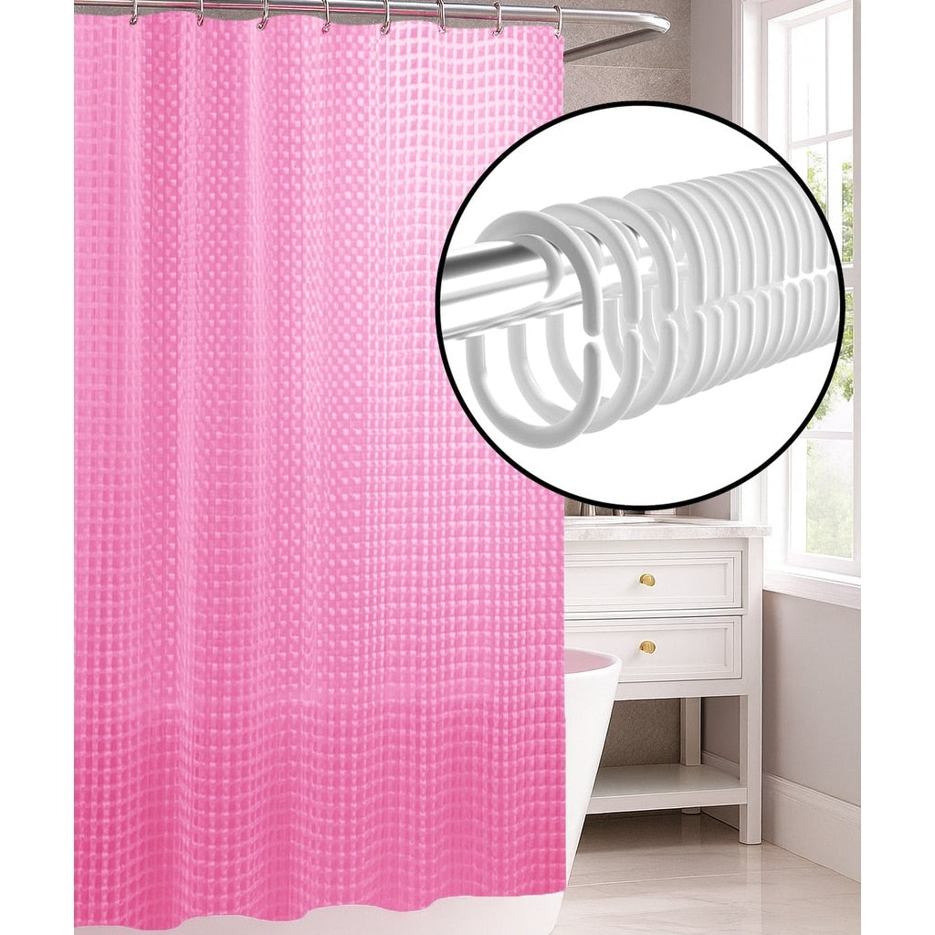 71 X 71 Pink Eva Shower Curtain Liner With 12 Hooks