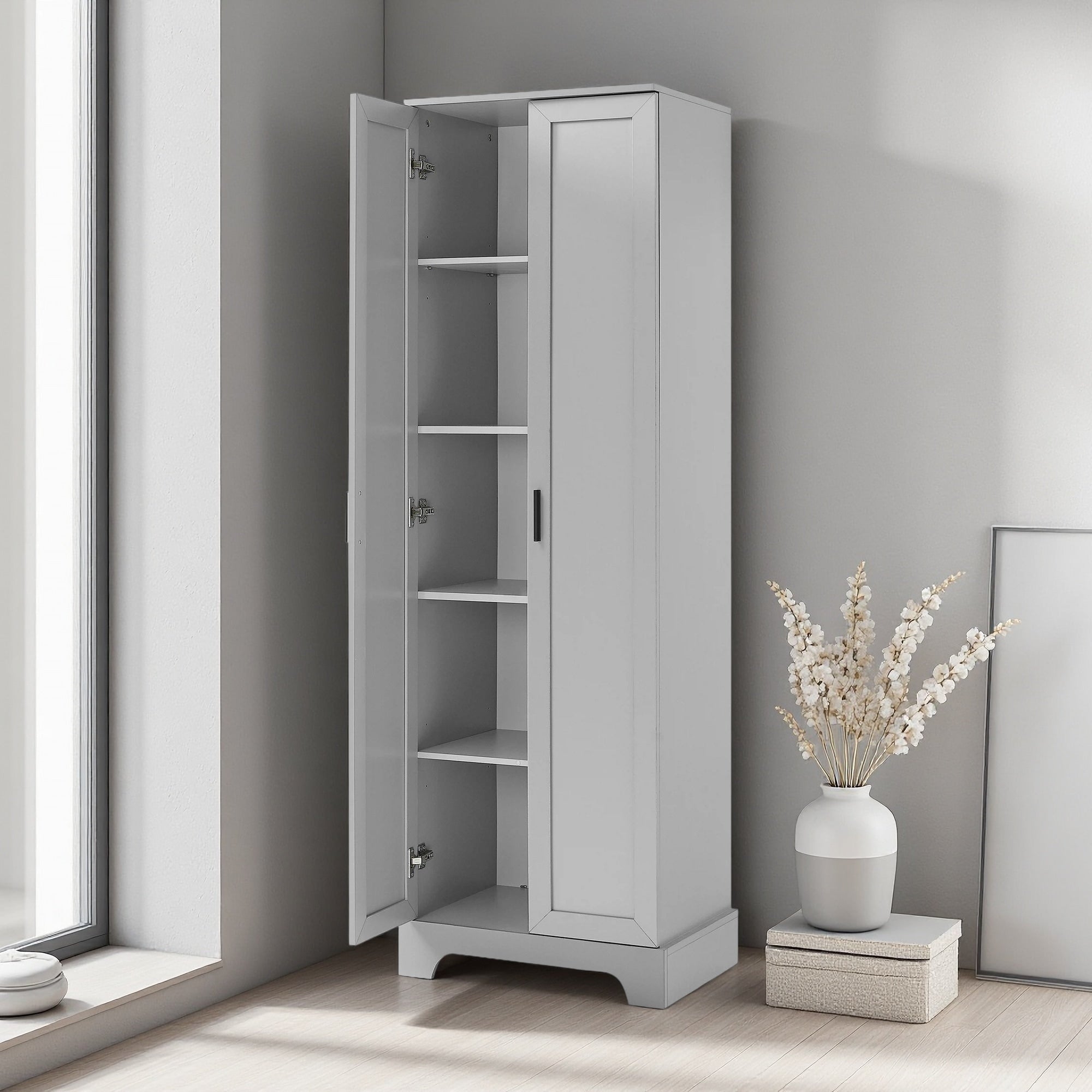 71 H Storage Cabinet With Two Doors For Bathroom Office Adjustable Shelf Mdf Board