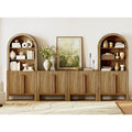 71 H X 126 W Tall Arched Bookshelf With 4 Cabinets And 8 Doors Modern 10 Tier Bookcase With Open Storage