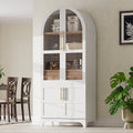 71 Tall Arched Kitchen Pantry Cabinet With Door Shelves With Open Adjustable Shelves Hidden Drawer Glass Door