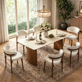 71 Mid Century Modern Dining Table For 6 Retangular Kitchen Table With White Travertine Sintered Stone Top