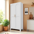 71Inches 2 Shapely Doors Cabinet Metal Storage Cabinet With Doors And Adjustable Shelves