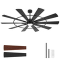 72 Inch Industrial Ceiling Fan With Led Light Remote Control Quiet Dc Motor Reversible Airflow For Large Rooms