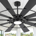 72 Inch Matte Black Ceiling Fan With Led Light Reversible 10 Blade Dc Motor Fan Remote Control 6 Speeds 3Cct