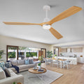 72 Inch Modern Ceiling Fan With 3 Color Dimmable 3 Solide Wood Blades Remote Control Reversible Dc Motor With Led Light
