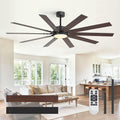 72 Inch Modern Ceiling Fan With Led Light And Remote Matte Black Dc Motor Fan With 10 Dual Finish Blades For Large Rooms
