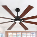 72 Inch Modern Matte Black Ceiling Fan With Lights Remote Quiet Dc Motor 3Cct Led Reversible 8 Blade Fan For Large Rooms