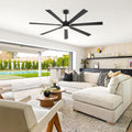72 In Black Led Ceiling Fan With Light And Remote 7 Blade Large Indoor Ceiling Fan 6 Speeds