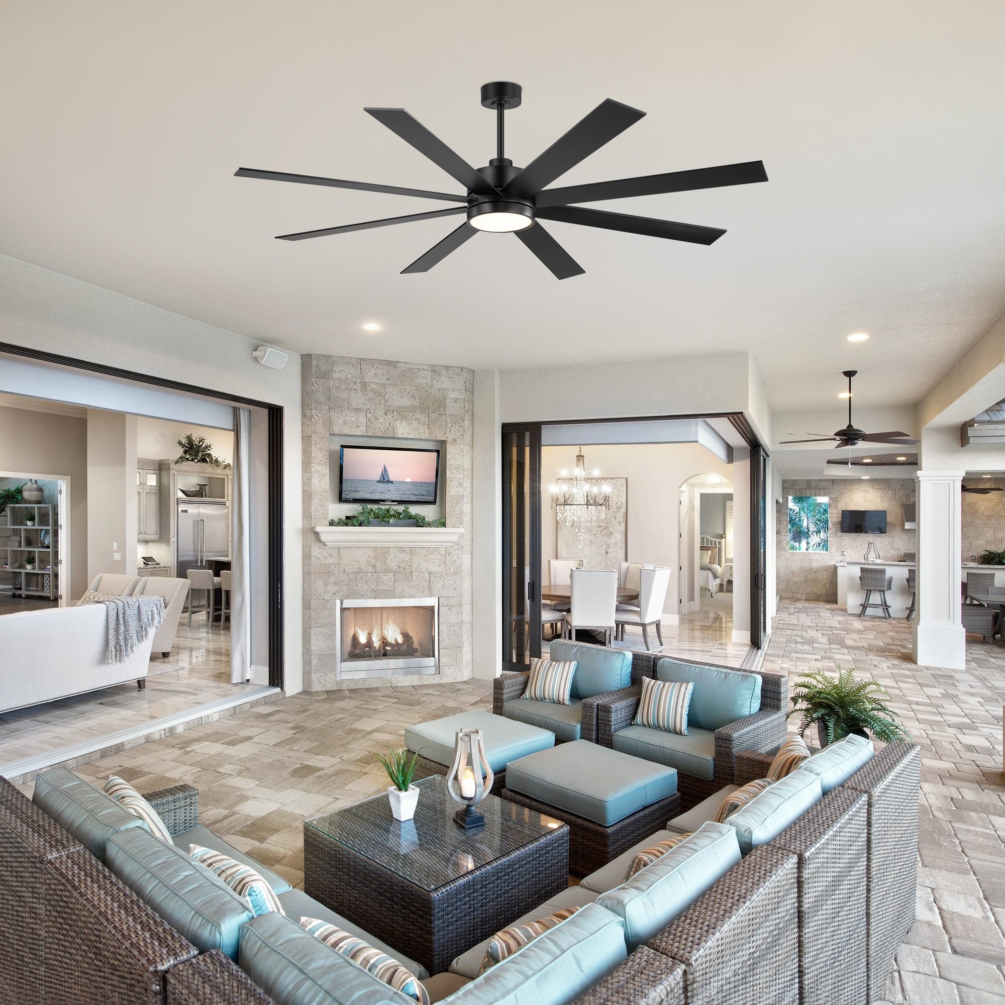 72 In Led Ceiling Fan With Light And Remote 8 Blade Fan Reversible Quiet Fan With Timer