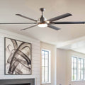 72 Black 6 Blade Led Ceiling Fan With Remote And Light Kit