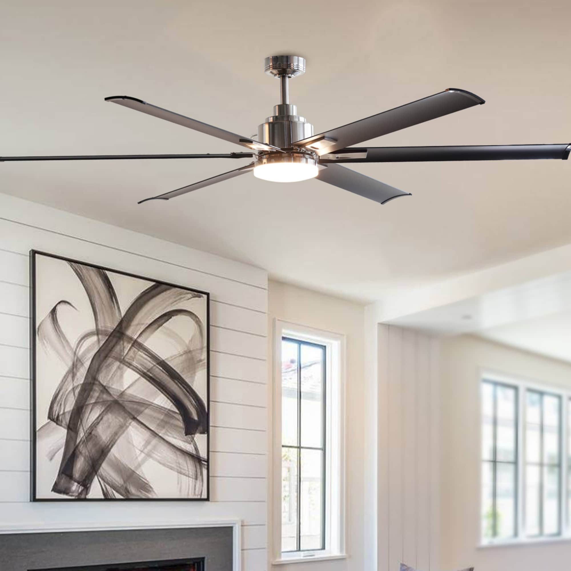 72 Black 6 Blade Led Ceiling Fan With Remote And Light Kit