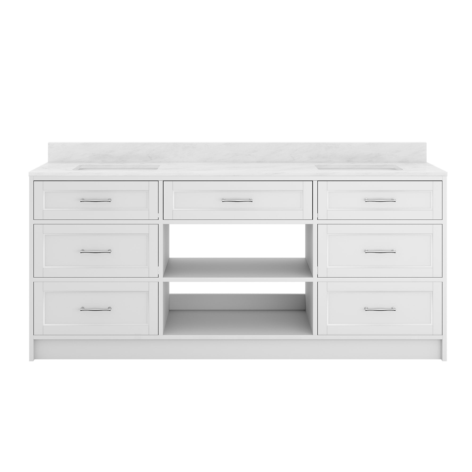 72 In Undermount Double Sink Bathroom Vanity With White Quartz Top