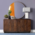 72 In. Brown Solid Wood 4 Door Media Credenza_Sideboard
