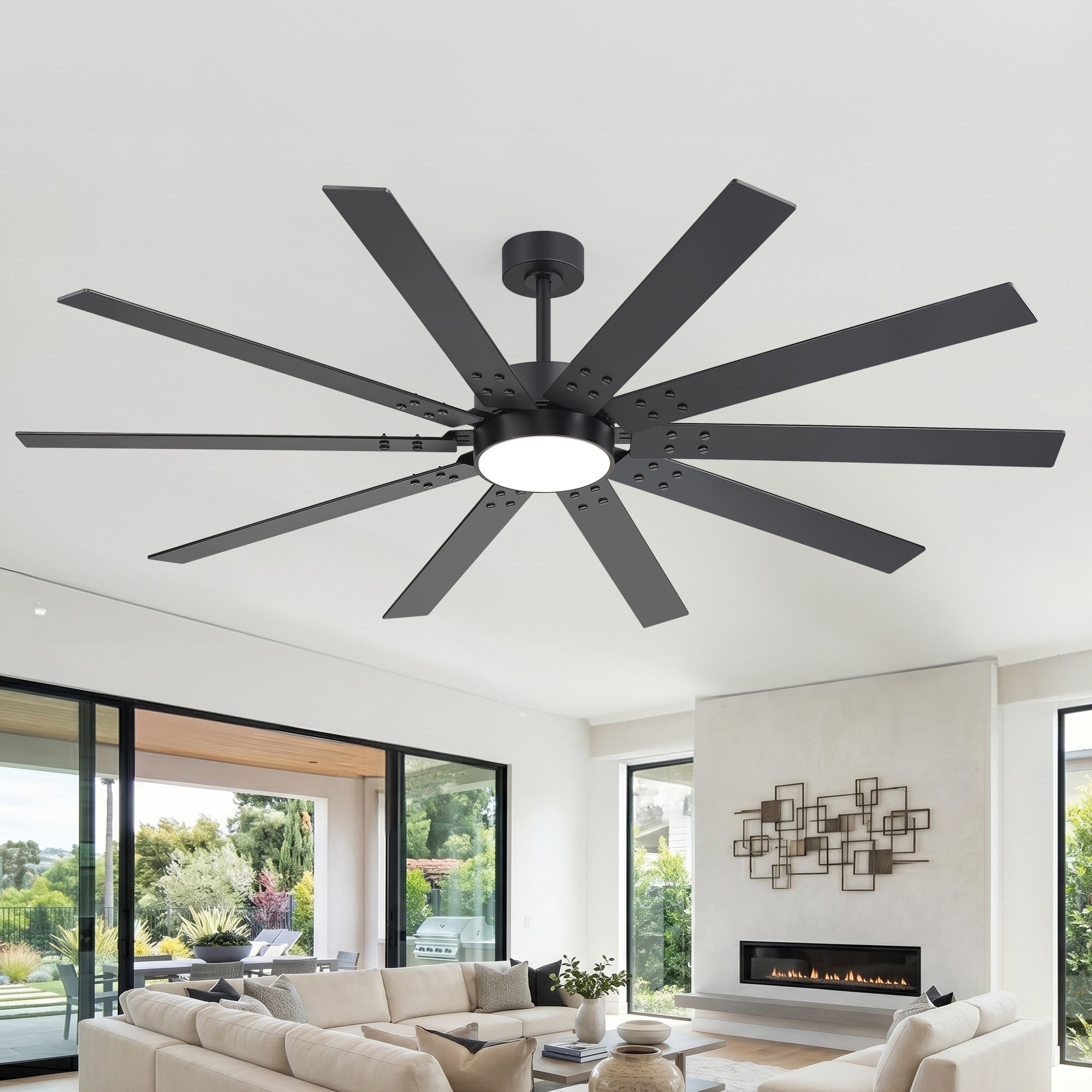 72 Inches Modern Ceiling Fan With Light And Remote Reversible Dc Motor Large Ceiling Fan For Bedroom