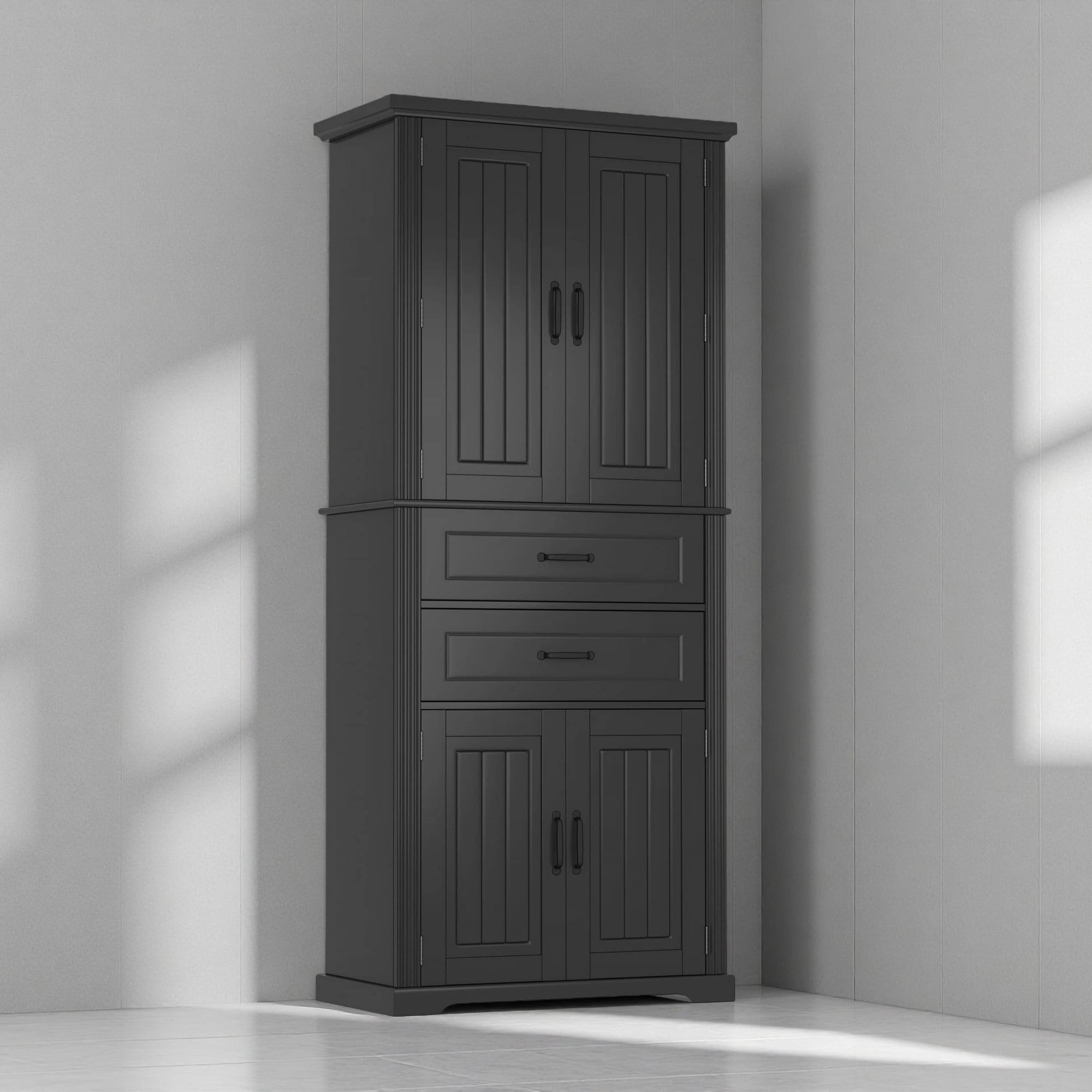 72.5 Multi Functional Storage Cabinet With Adjustable Shelf Two Drawers And Ample Storage Space For Home