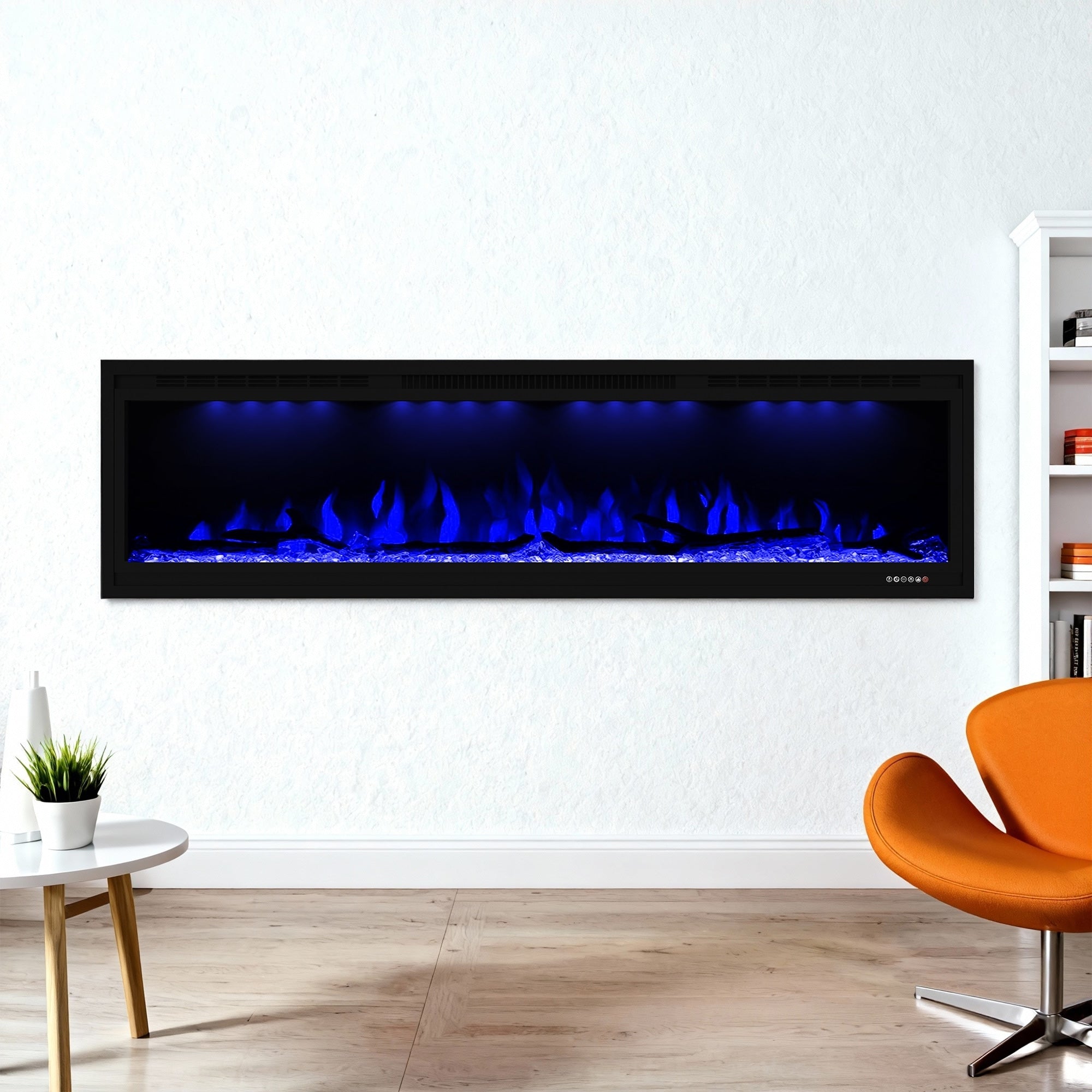 72 1500W Inserted Wall Mounted Modern Linear Smart Electric Fireplace Heater With App Control And Remote