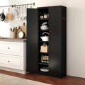 72 Black Metal Kitchen Pantry Cabinet With Doors Heavy Duty Freestanding Storage Organizer With 5 Adjustable Shelves