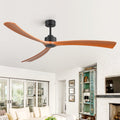 72 Ceiling Fan No Light 3 Abs Blades Dc Motor 6 Speeds Remote Control Reversible Quiet Walnut Finish Remote Control