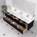 72 Floating Bathroom Vanity With Integrated Countertop Rectangular Sink Solid Wood