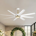 72 Industrial White Large Hvls Ceiling Fan With Dimmable Led Light And Remote