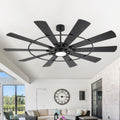 72 Modern Black Ceiling Fan With Led Light For Large Rooms 6 Speed Remote Control Quiet Reversible Dc Motor Walnut Finish