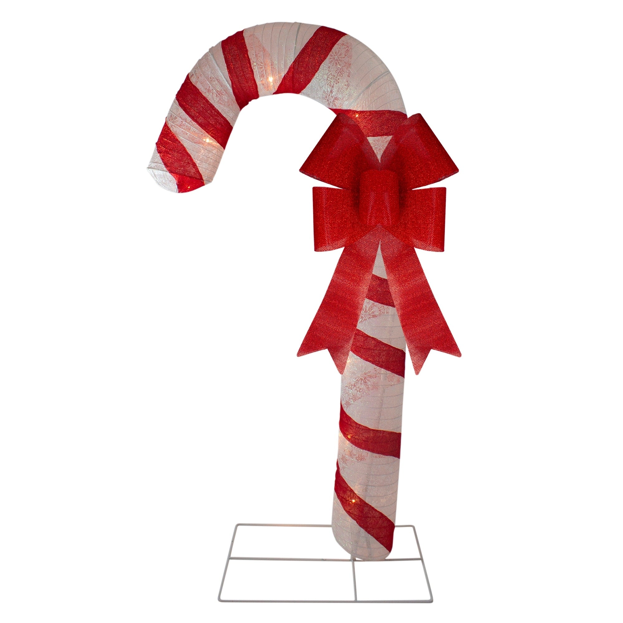 72 Pre Lit Red And White Glitter Candy Cane Outdoor Christmas Yard Art Decoration