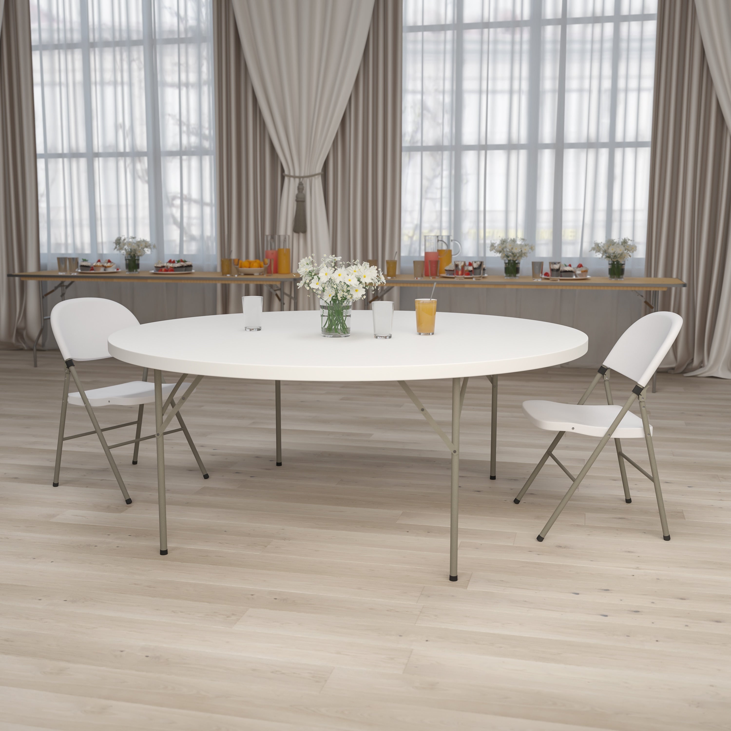 72 Inch Round Granite White Plastic Folding Table