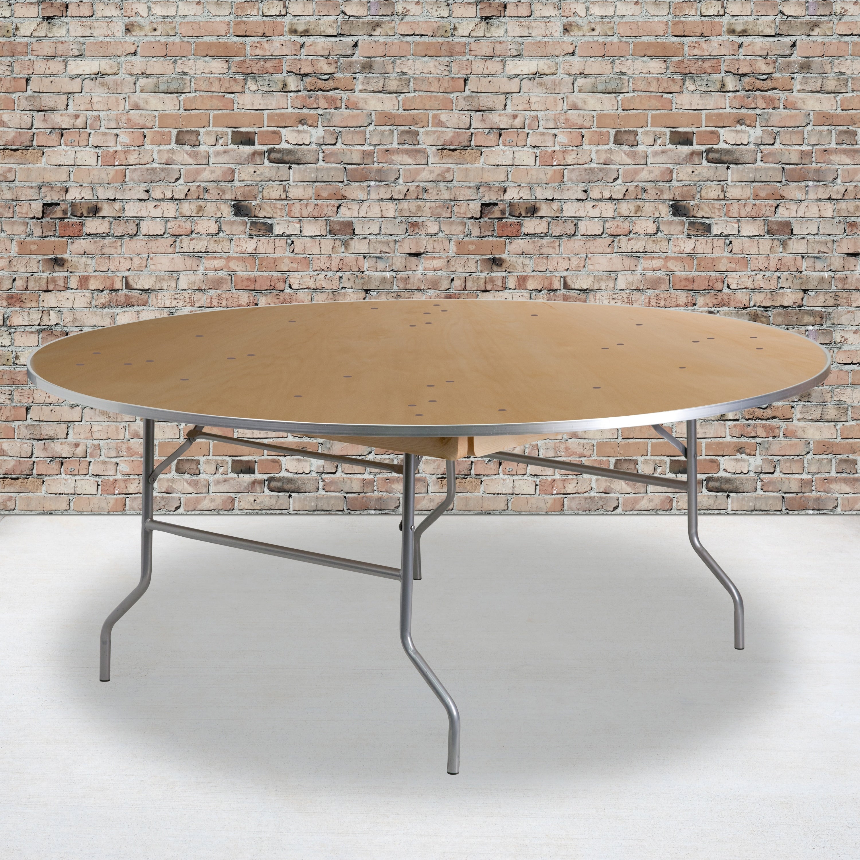 72 Inch Round Heavy Duty Birchwood Folding Banquet Table With Metal Edges