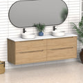 72 Solid Wood Bathroom Vanity With White Quartz Countertop Ceramic Vessel Sink