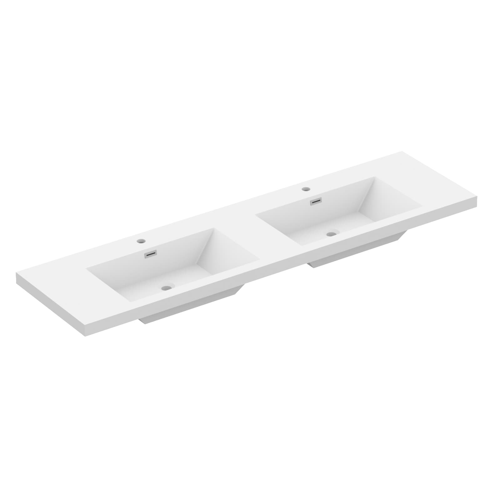 72 In. W X 26 In. D Integrated Resin Bathroom Rectangular Dual Sink Vanity Top One Piece Design
