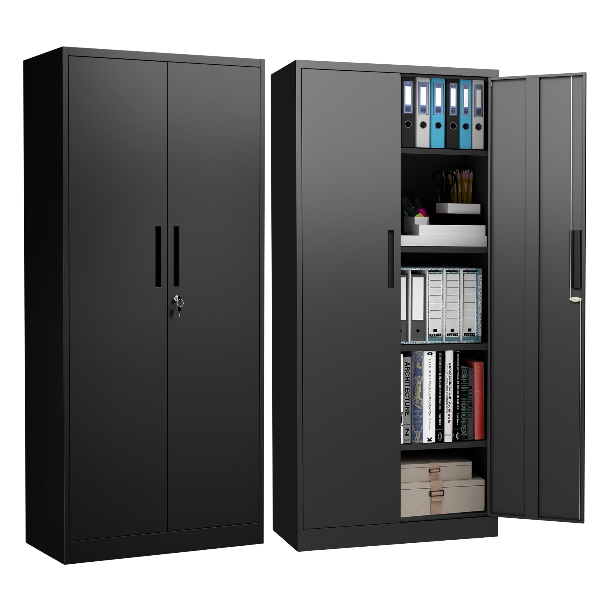 72 H Metal Garage Storage Cabinet Locking Cabinet With Doors And 4 Shelves Tall Cabinets Lockable File Cabinet For Home Office