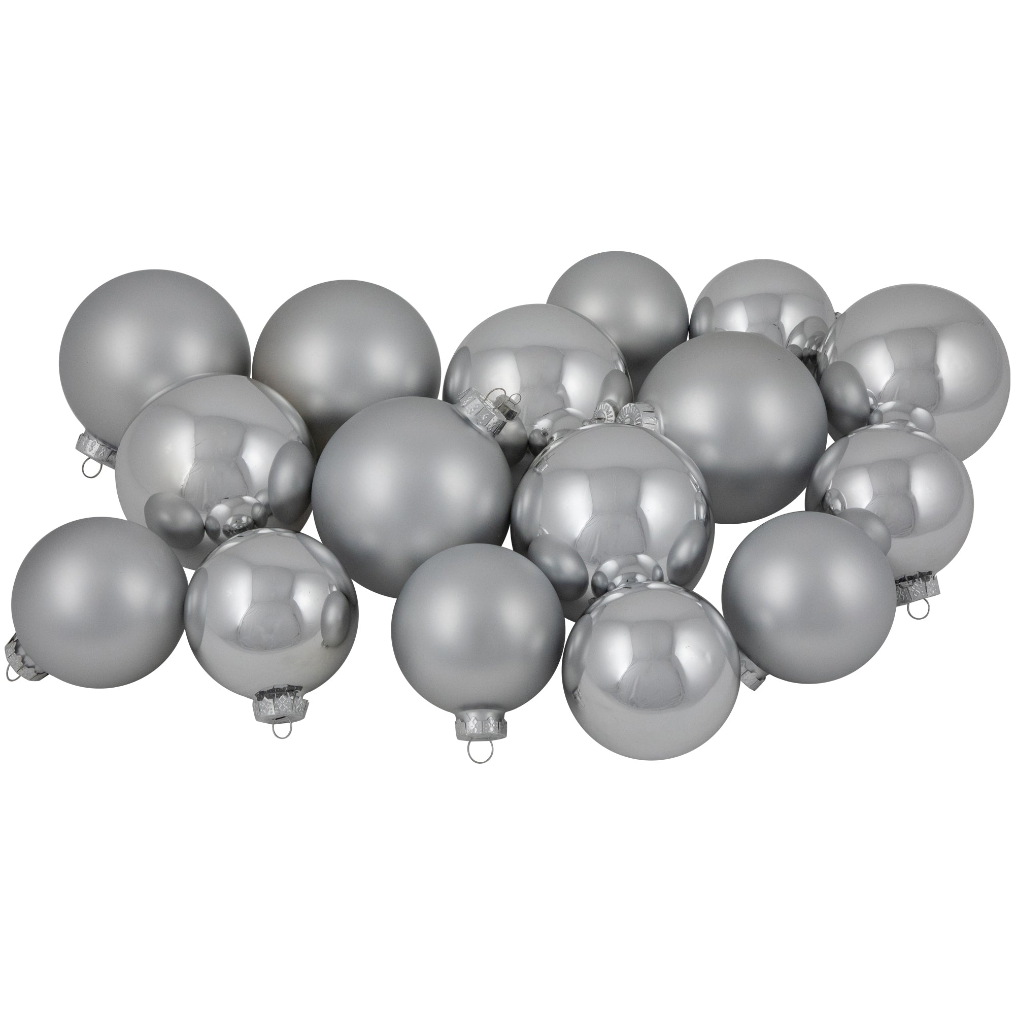 72Ct Silver Shiny And Matte Christmas Glass Ball Ornaments 3.25 4