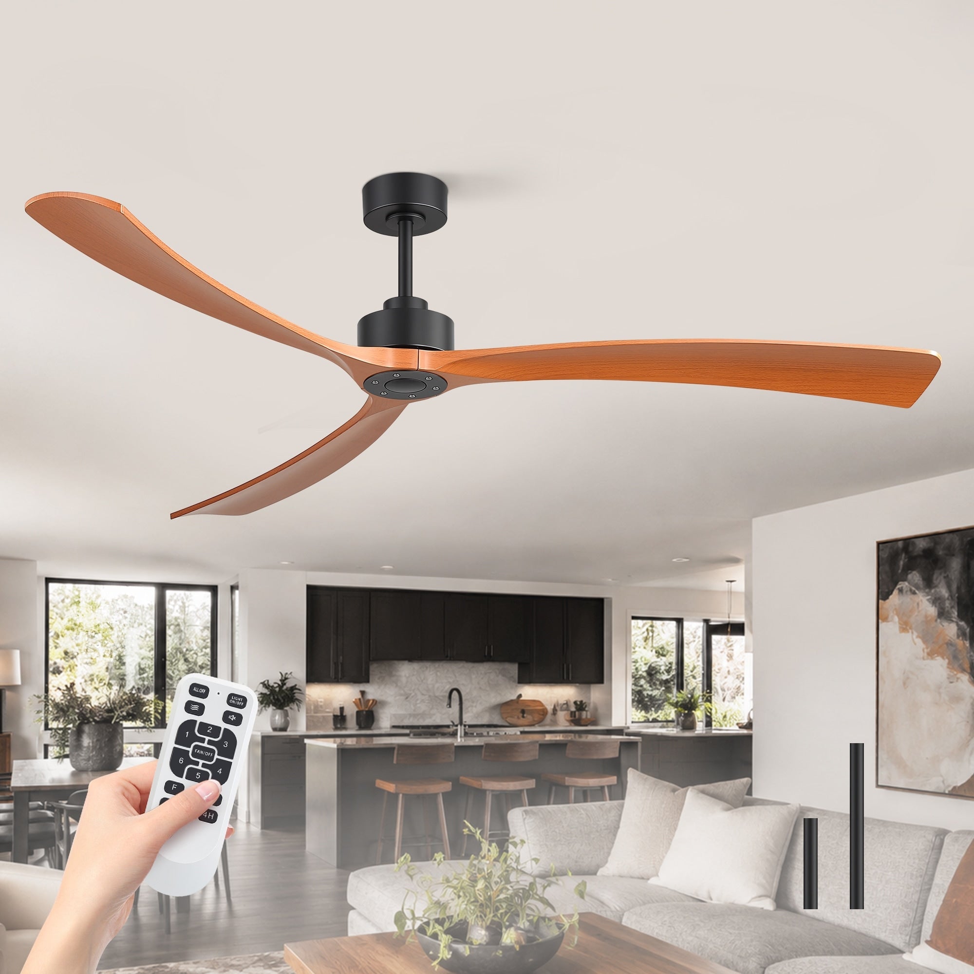 72In Modern Ceiling Fan With Remote Dc Reversible Motor 6 Speed Black Ceiling Fan For Bedroom Or Living Room 72 Inches